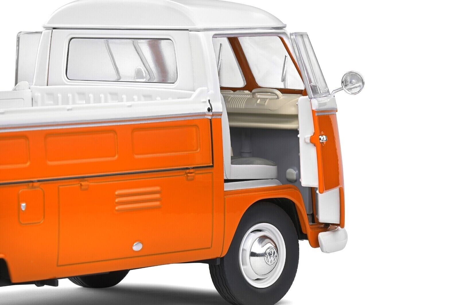 SOLIDO 1:18 Scale Diecast Model Car, Volkswagen VW T1 Pick Up 1950 Orange/White