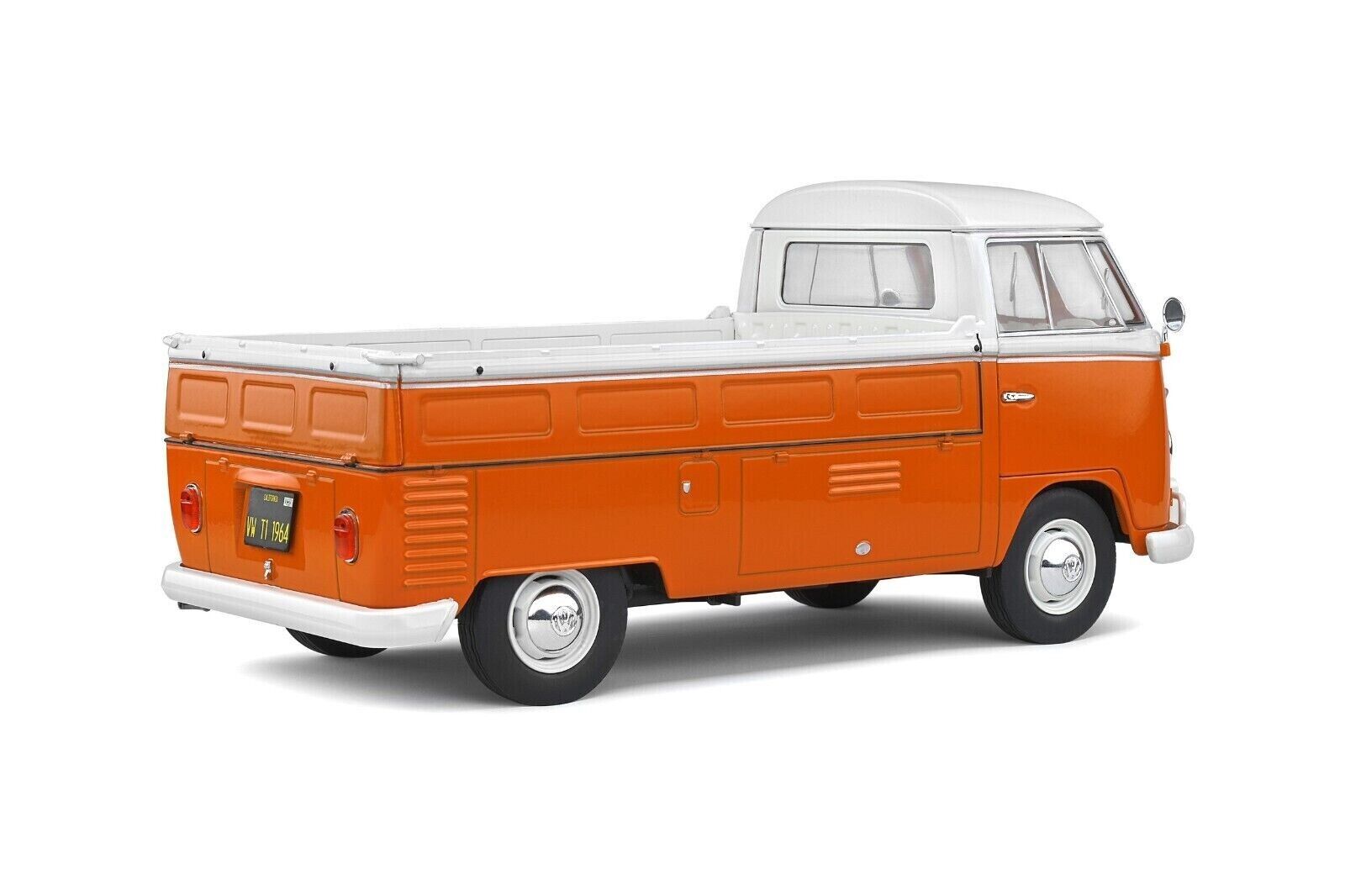 SOLIDO 1:18 Scale Diecast Model Car, Volkswagen VW T1 Pick Up 1950 Orange/White