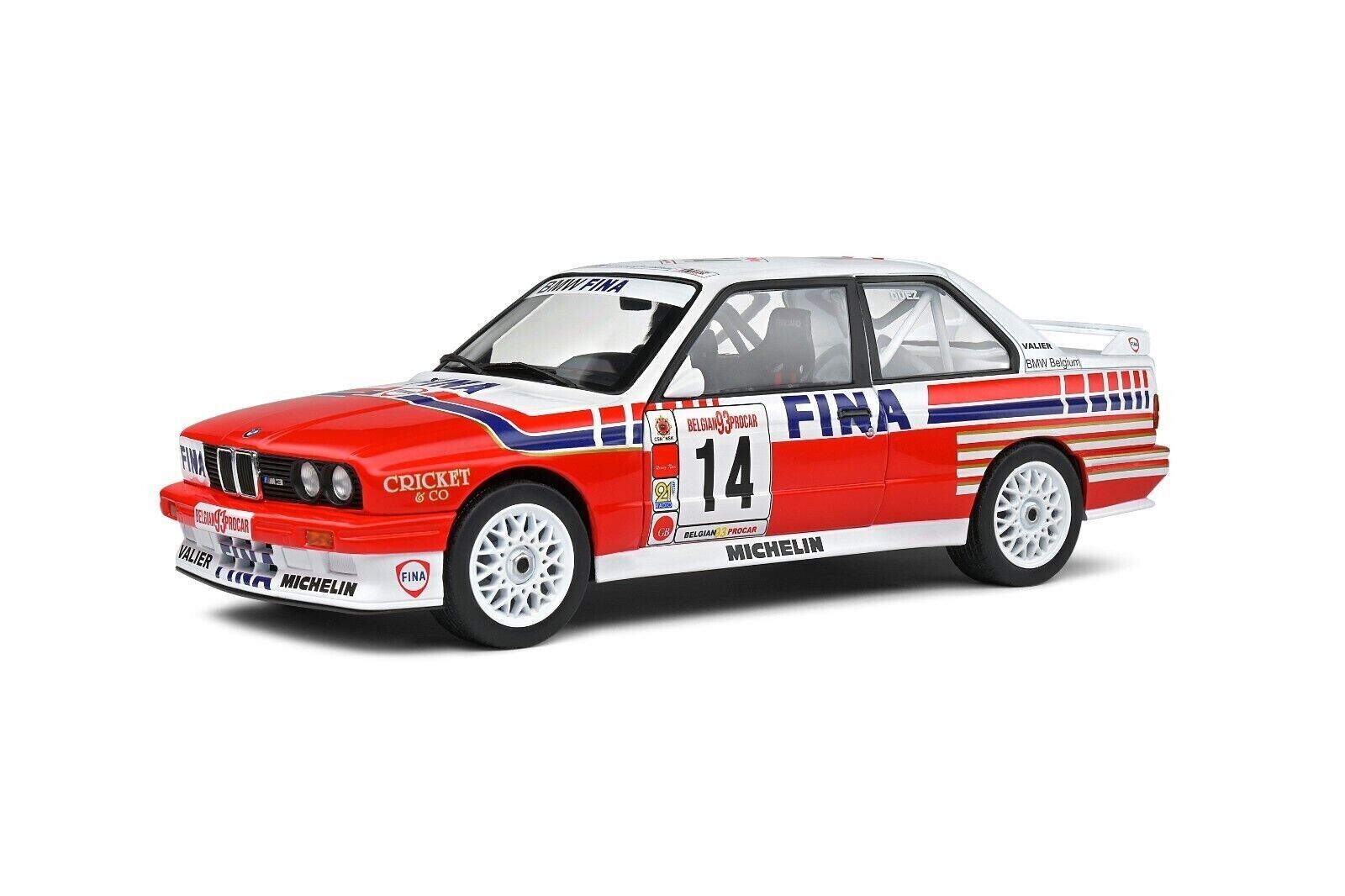 SOLIDO 1:18 Scale Diecast Model, BMW E30 M3 #14 Duez Belgium Procar 1993