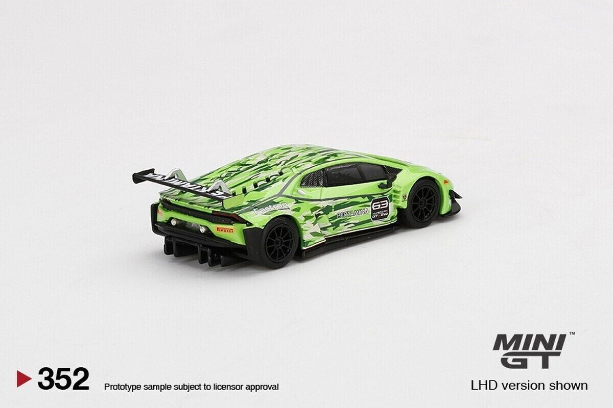Mini GT 1:64 Diecast MGT00352-L Lamborghini Huracán GT3 Evo Presentation Car #63