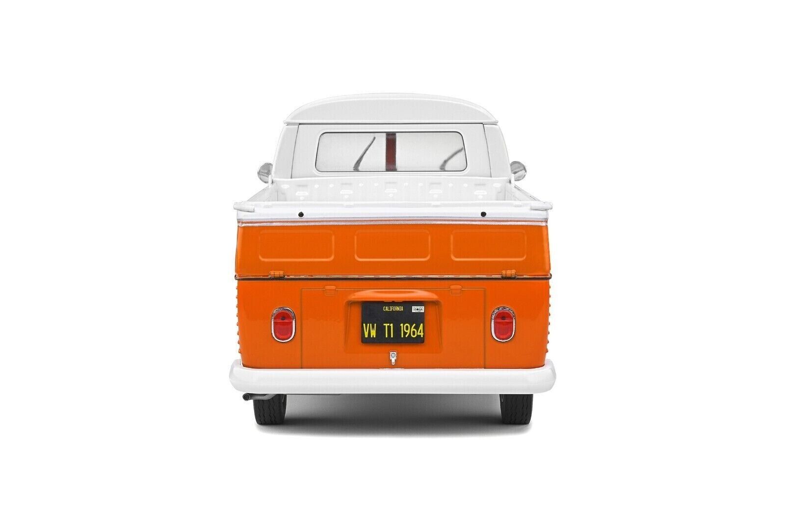 SOLIDO 1:18 Scale Diecast Model Car, Volkswagen VW T1 Pick Up 1950 Orange/White