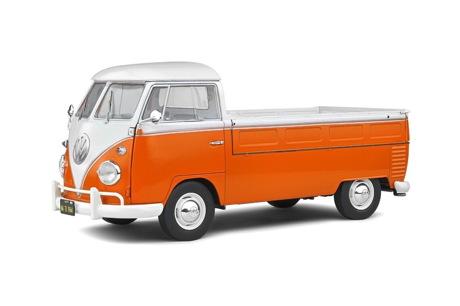 SOLIDO 1:18 Scale Diecast Model Car, Volkswagen VW T1 Pick Up 1950 Orange/White
