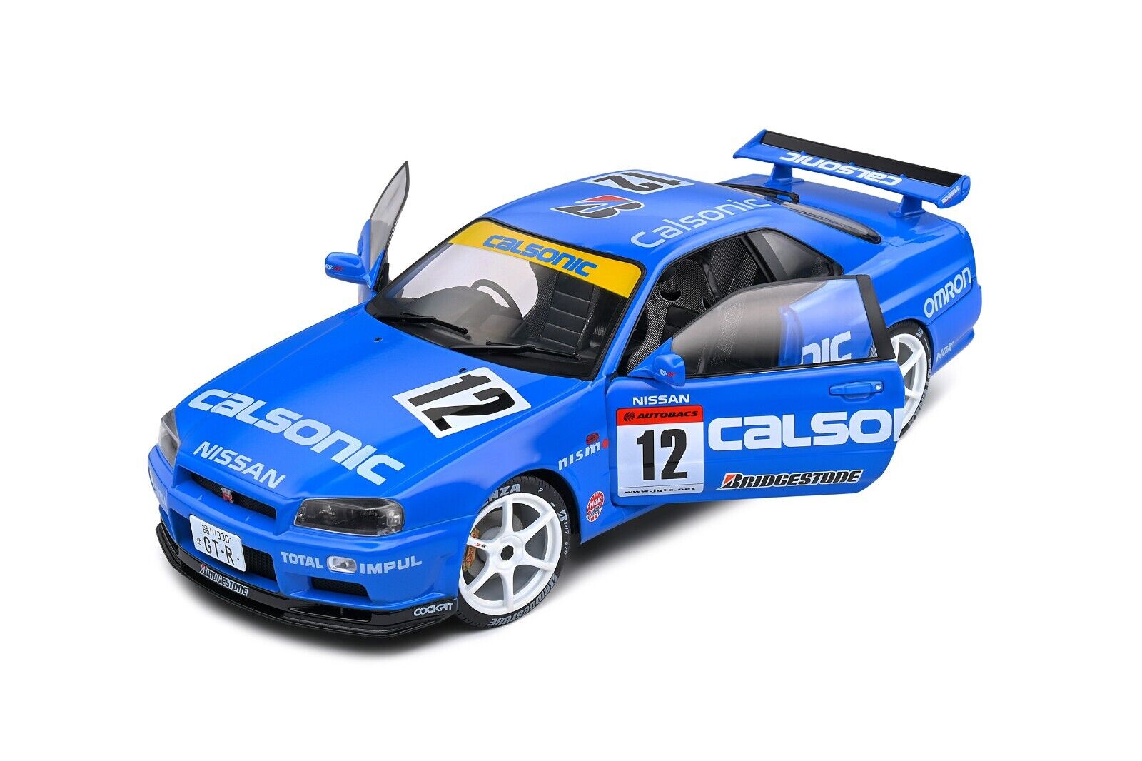 SOLIDO 1:18 Scale Diecast Model Car, Nissan Skyline GT-R (R34) Calsonic Tribute
