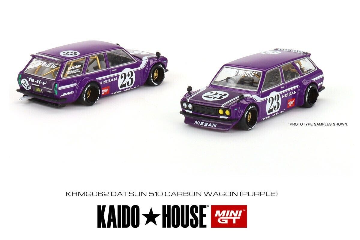 Mini GT 1:64 Scale Kaido House Datsun Kaido 510 Wagon Carbon Fiber V1, Purple - KHMG062