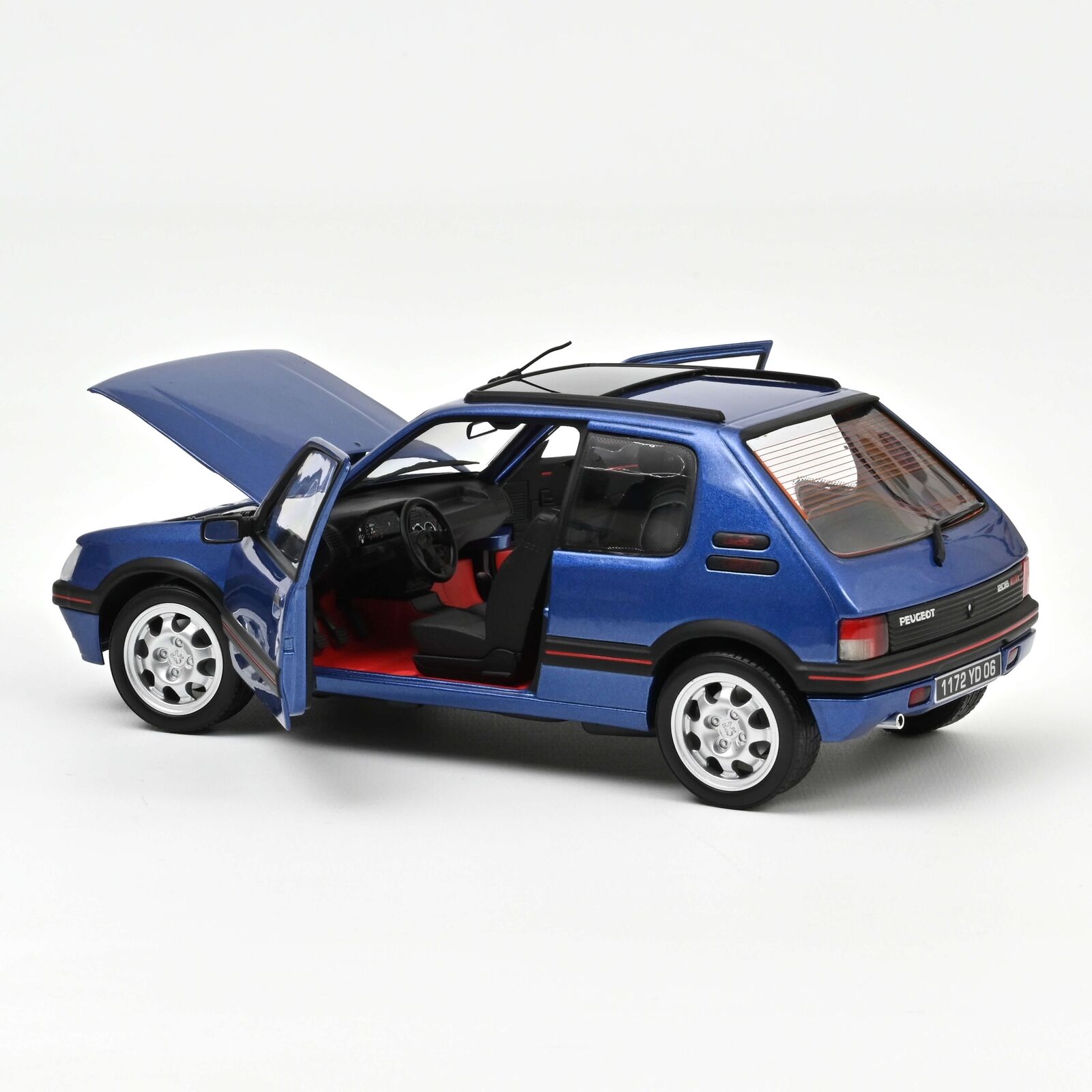 NoRev 1:18 Scale Diecast Model Car, 1988 Peugeot 205 GTi, Miami Blue