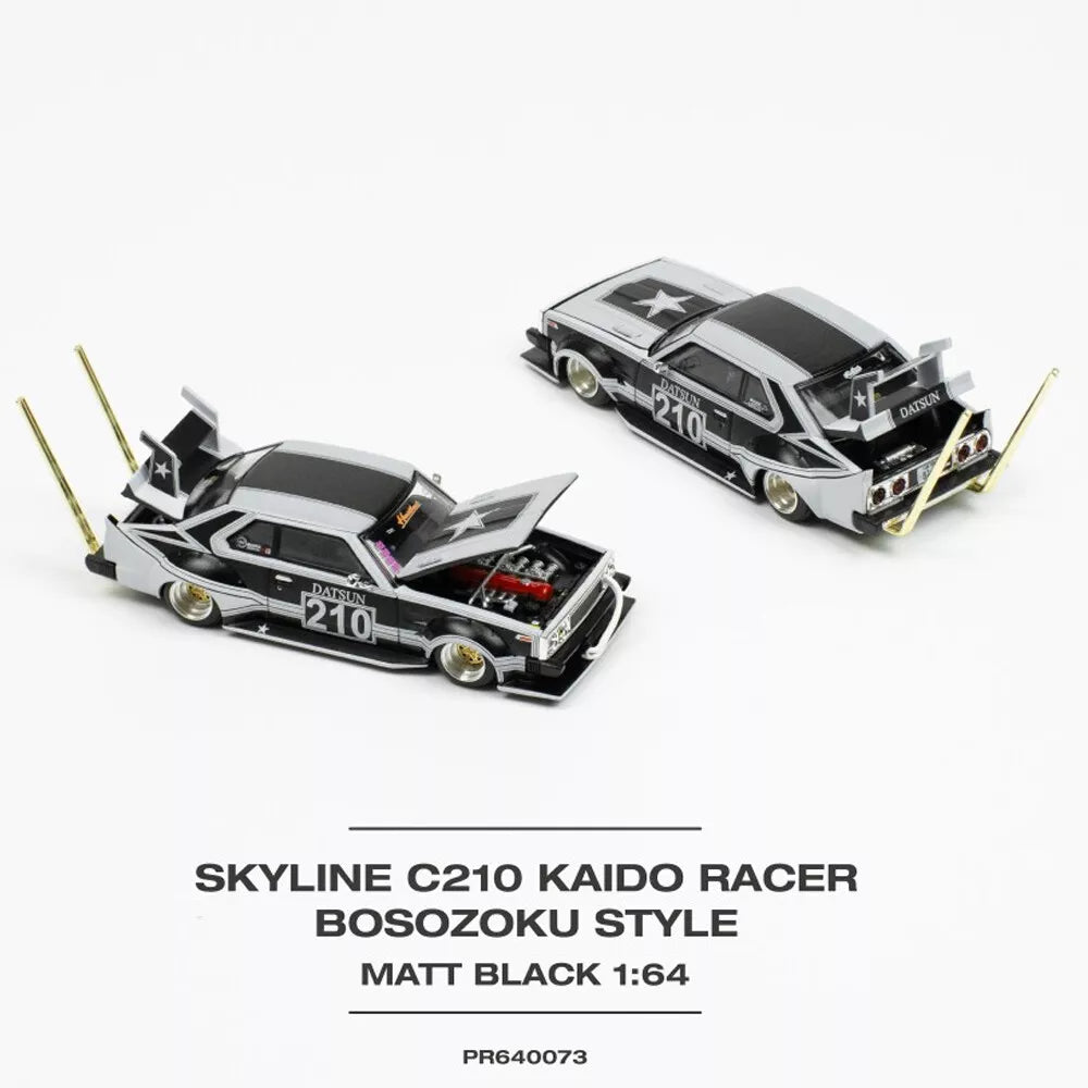 Pop Race 1:64 Diecast Nissan Skyline C210 Kaido Racer Bosozoku Style - Black