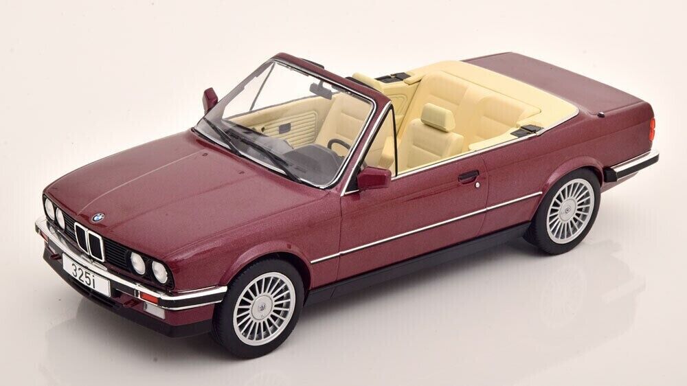 MCG 1:18 Scale Diecast Model, BMW 325I (E30) CONVERTIBLE METALLIC RED
