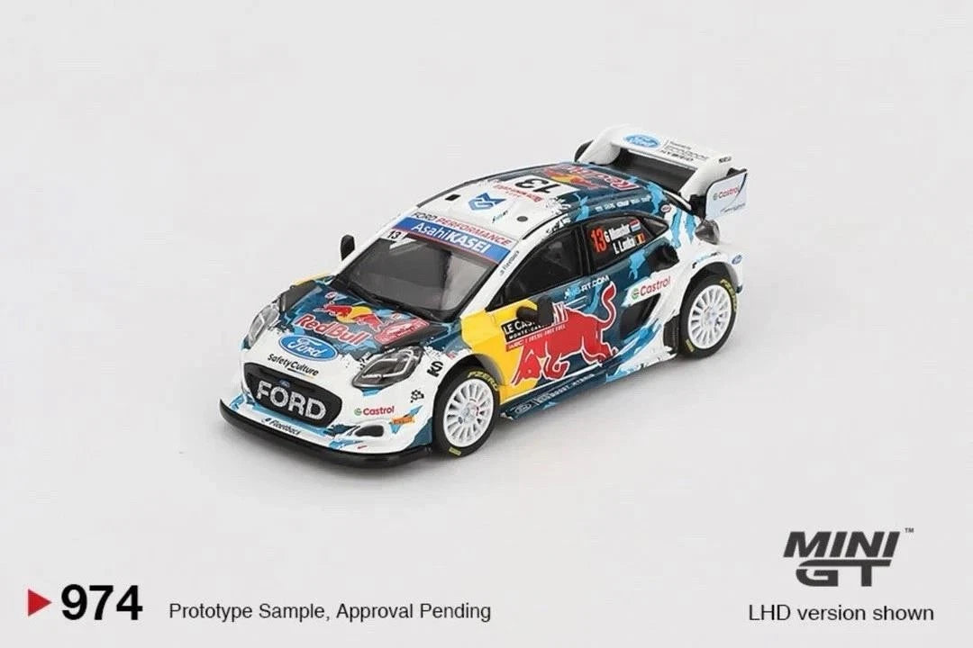 Mini GT 1:64 Ford Puma Rally1 #13, 2024 Rally Monte Carlo M-Sport Ford WRT, White/Red/Blue/Yellow, LHD - MGT00974-L