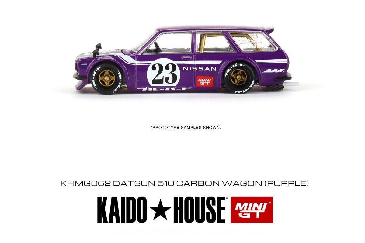 Mini GT 1:64 Scale Kaido House Datsun Kaido 510 Wagon Carbon Fiber V1, Purple - KHMG062