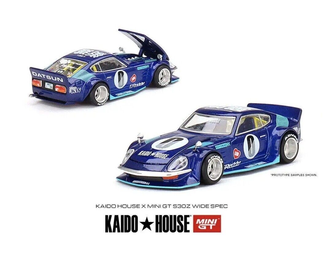 Mini GT 1:64 Scale Kaido House Datsun Fairlady Z S30Z Wide Spec Blue KHMG024