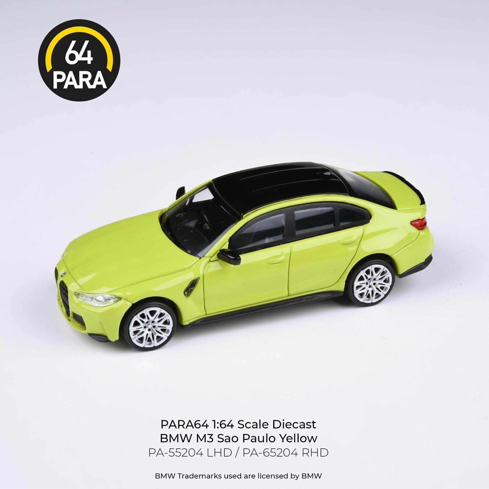 PARA64 1:64 Scale Diecast Model Car - BMW M3 G80 in Sau Paulo Yellow - RHD