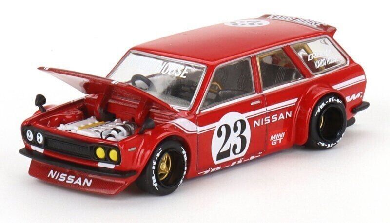 Mini GT 1:64 Scale Kaido House Datsun Kaido 510 Wagon Carbon Fiber V2 - Red - KHMG063