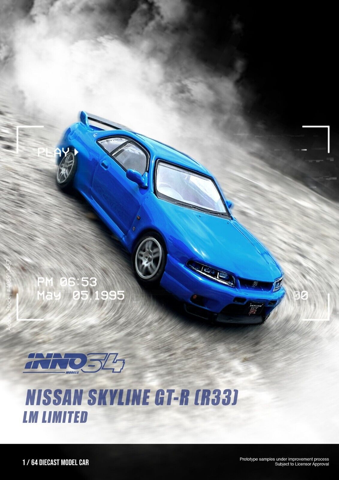 INNO64 1:64 Nissan Skyline GT-R (R33) V-Spec LM Limited Edition "Champion Blue"