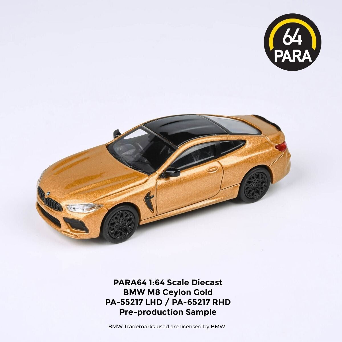 PARA64 1:64 Scale Diecast Model Car - BMW M8 Coupe in Ceylon Gold - LHD