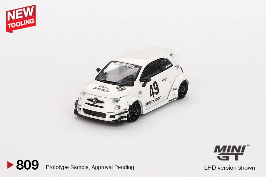 Mini GT 1:64 Diecast - FIAT ABARTH 595 LB-WORKS X ABAS WORKS, White (LHD) - MGT00809