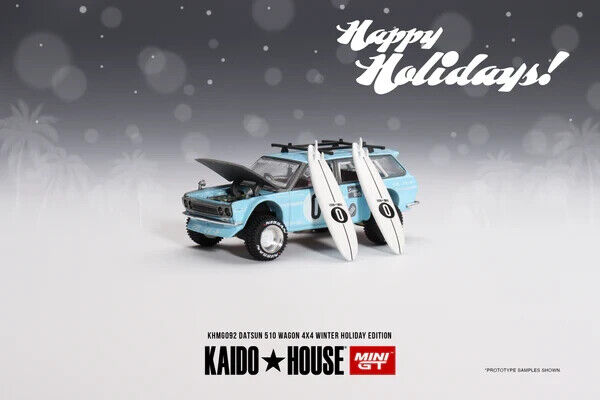 Mini GT 1:64 Datsun KAIDO 510 Wagon 4x4 Winter Holiday Edition, Blue - KHMG092