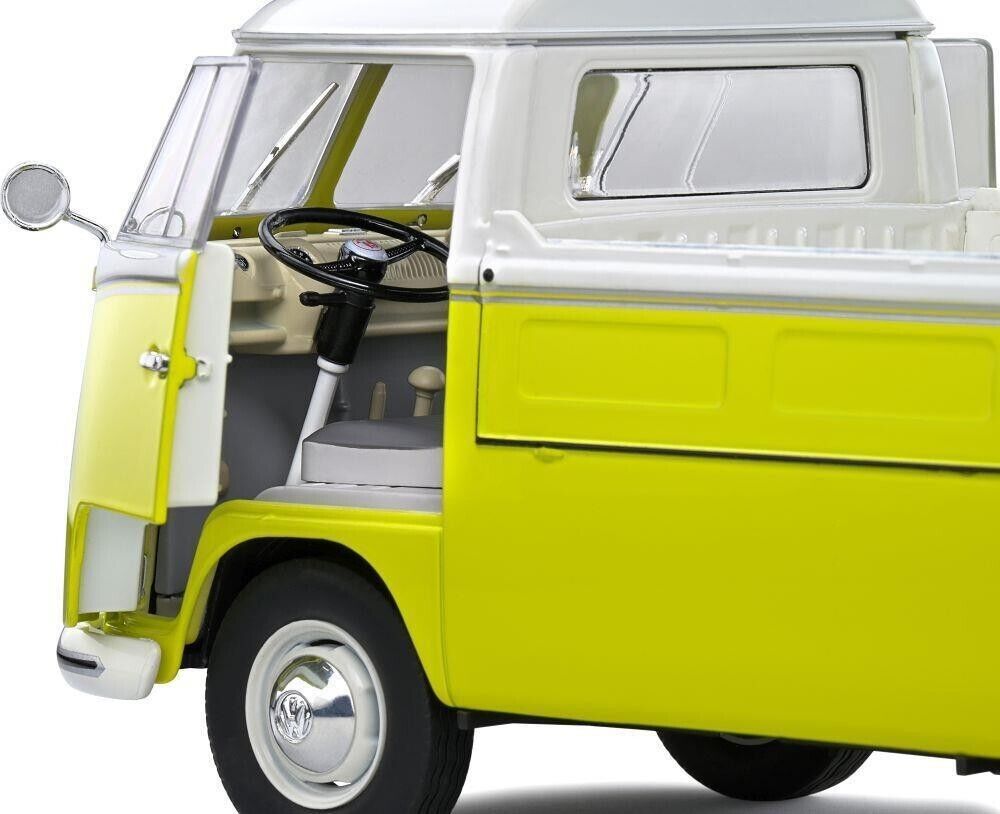 SOLIDO 1:18 Scale Diecast Model Car, Volkswagen VW T1 Pick Up 1950 Yellow/White