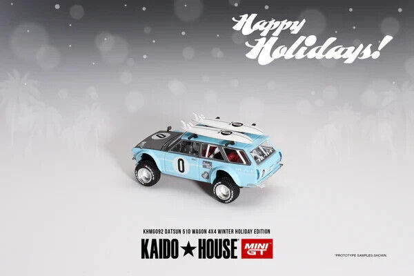 Mini GT 1:64 Datsun KAIDO 510 Wagon 4x4 Winter Holiday Edition, Blue - KHMG092