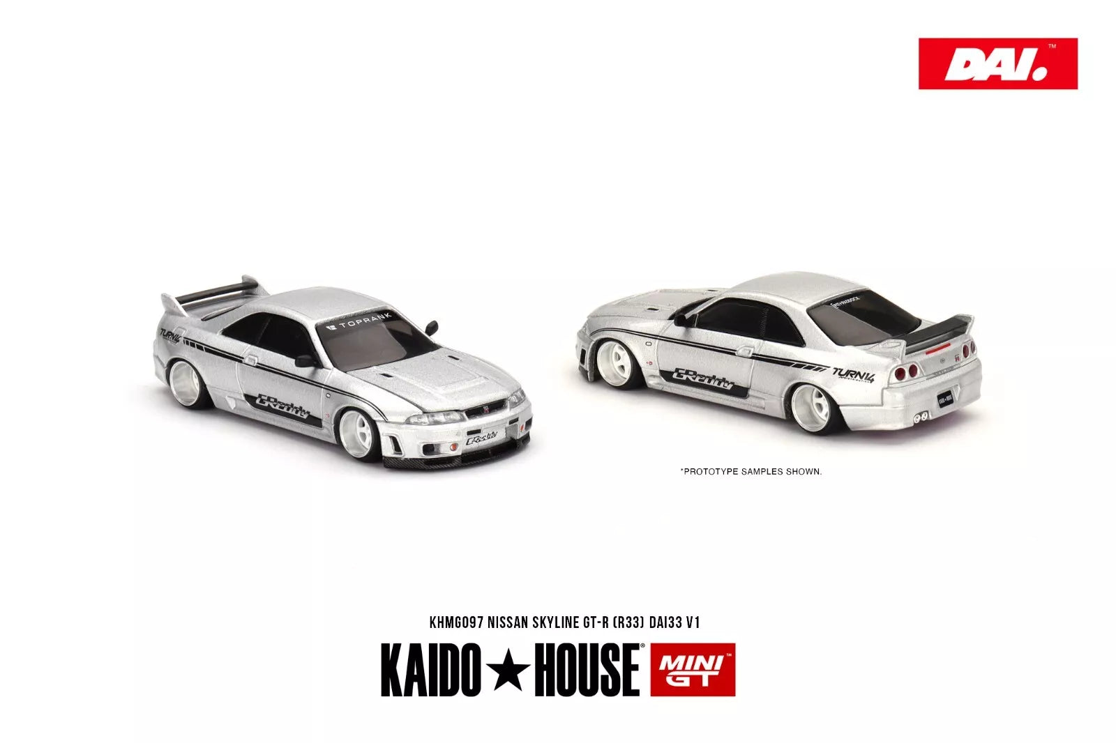 Mini Gt Kaido House 1:64 Nissan Skyline GT-R (R33) DAI33 V1, Silver -