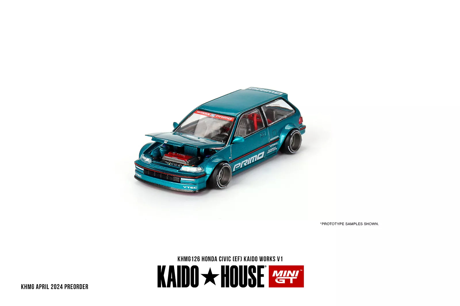 Mini GT 1:64 Kaido House 1987 HONDA CIVIC (EF) KAIDO WORKS V1, Tahitian Green - KHMG126