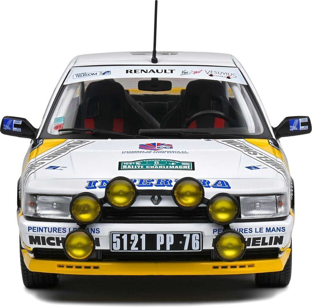 SOLIDO 1:18 Scale Diecast - Renault R21 Turbo GR.A White Rally Charlemagne 1991