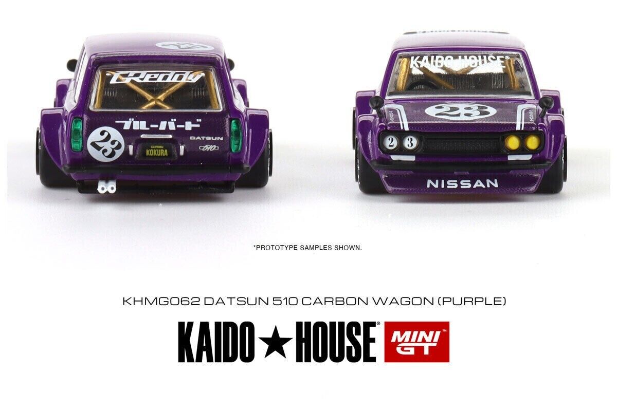 Mini GT 1:64 Scale Kaido House Datsun Kaido 510 Wagon Carbon Fiber V1, Purple - KHMG062