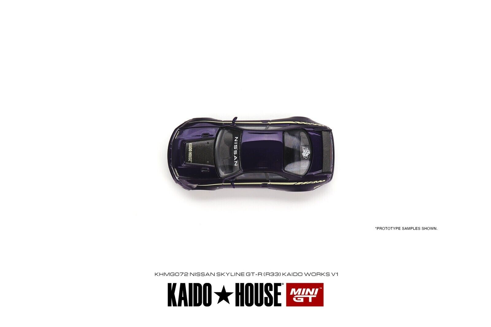 Mini Gt Kaido House 1:64 Nissan Skyline GT-R (R33) Works V1 Black/Purple - KHMG072