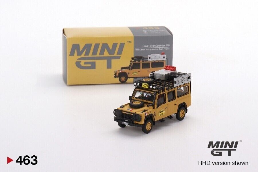 Mini GT 1:64 Diecast Car Land Rover Defender 110 1989 Camel Trophy Team France