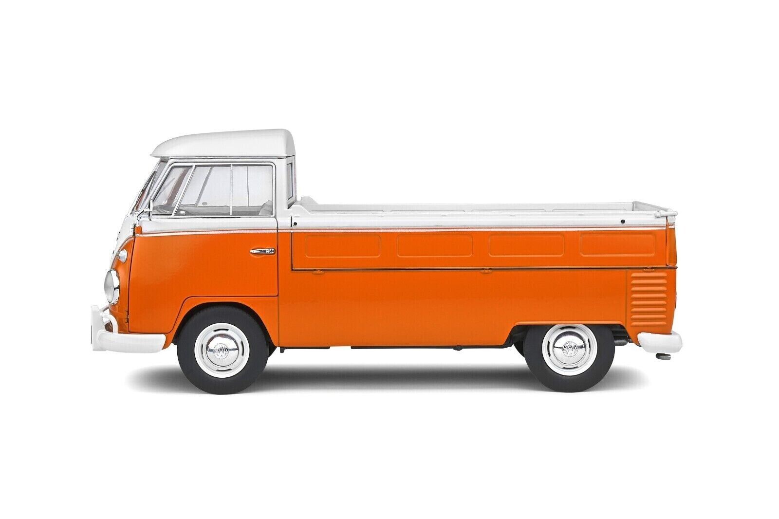 SOLIDO 1:18 Scale Diecast Model Car, Volkswagen VW T1 Pick Up 1950 Orange/White