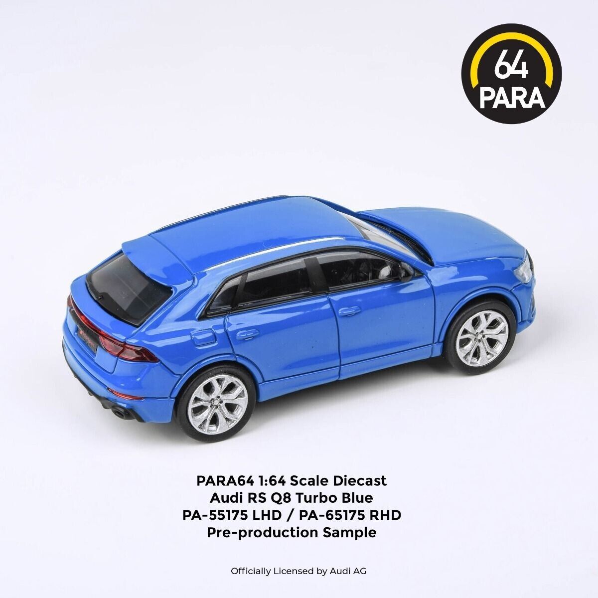 PARA64 1:64 Scale Diecast Model Car - Audi RS Q8 in Turbo Blue - LHD