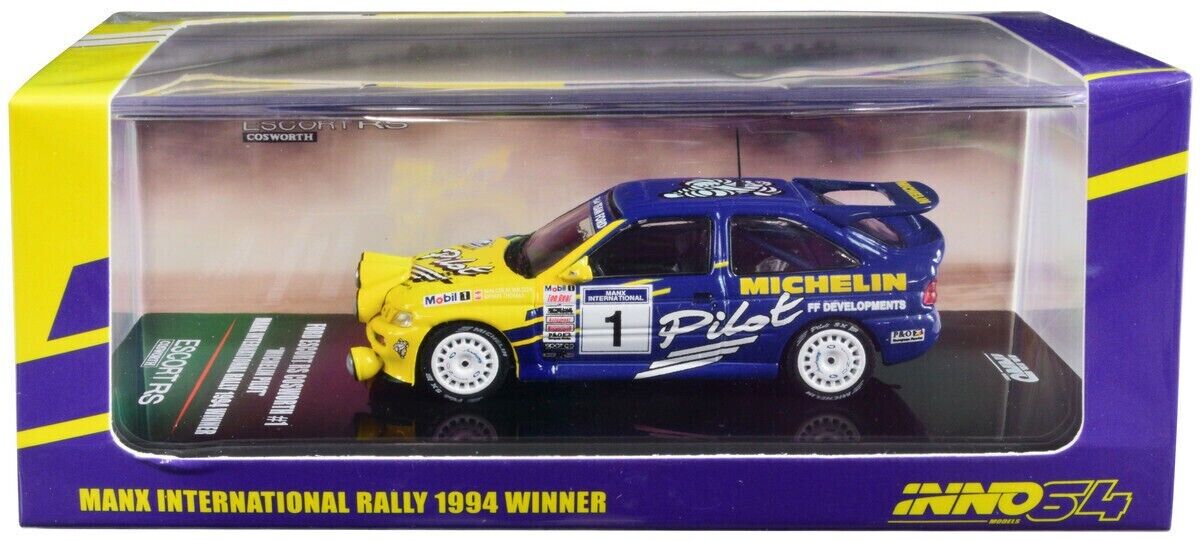 INNO64 1:64 Scale Diecast Model Car - Ford Escort RS Cosworth Michelin Pilot Manx Rally 1994 - LHD