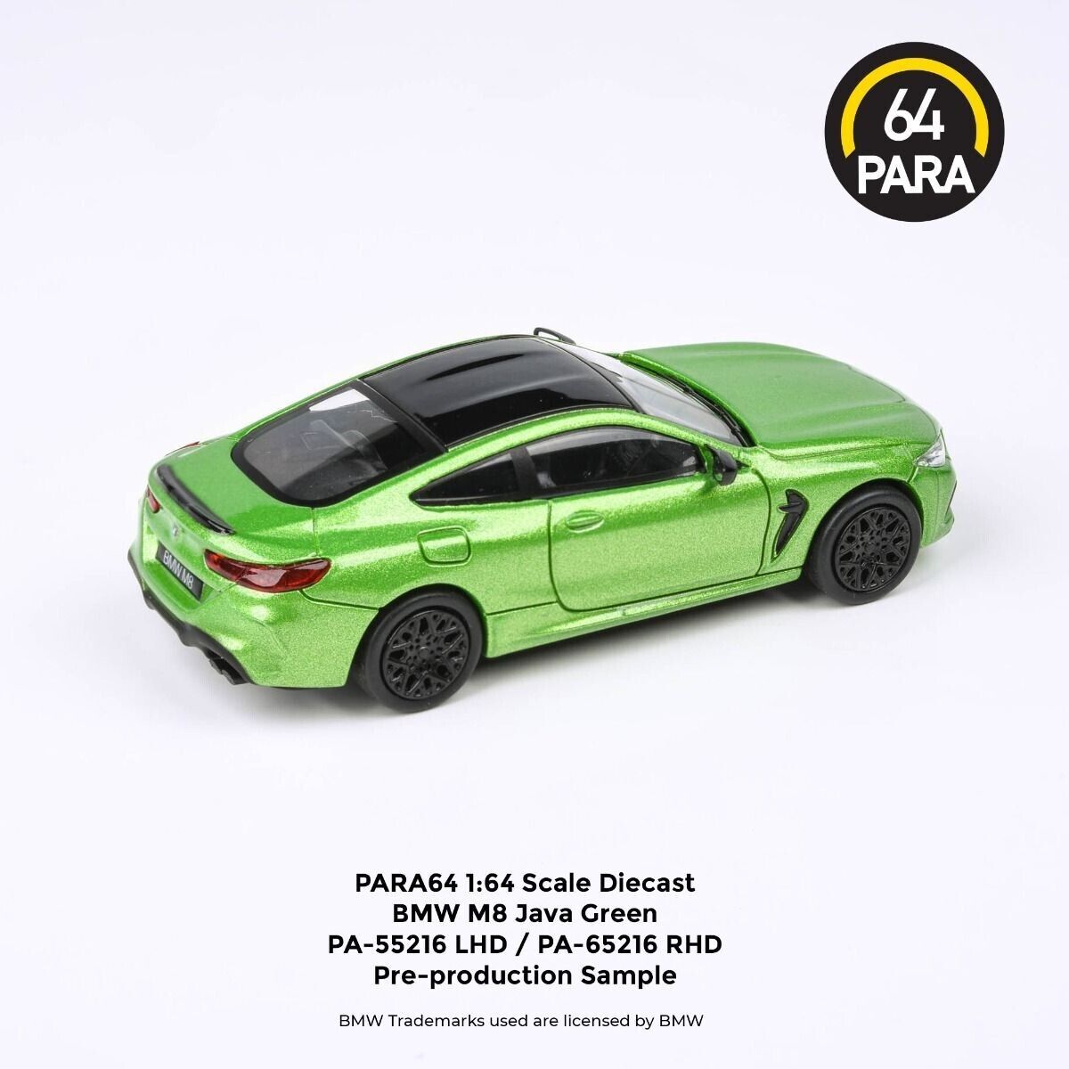 PARA64 1:64 Scale Diecast Model Car - BMW M8 Coupe in Java Green - LHD