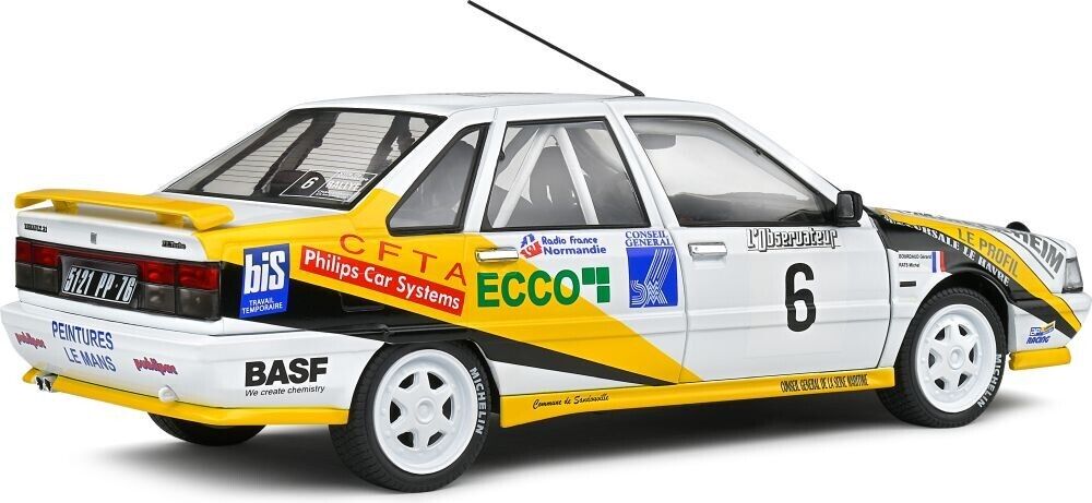 SOLIDO 1:18 Scale Diecast - Renault R21 Turbo GR.A White Rally Charlemagne 1991