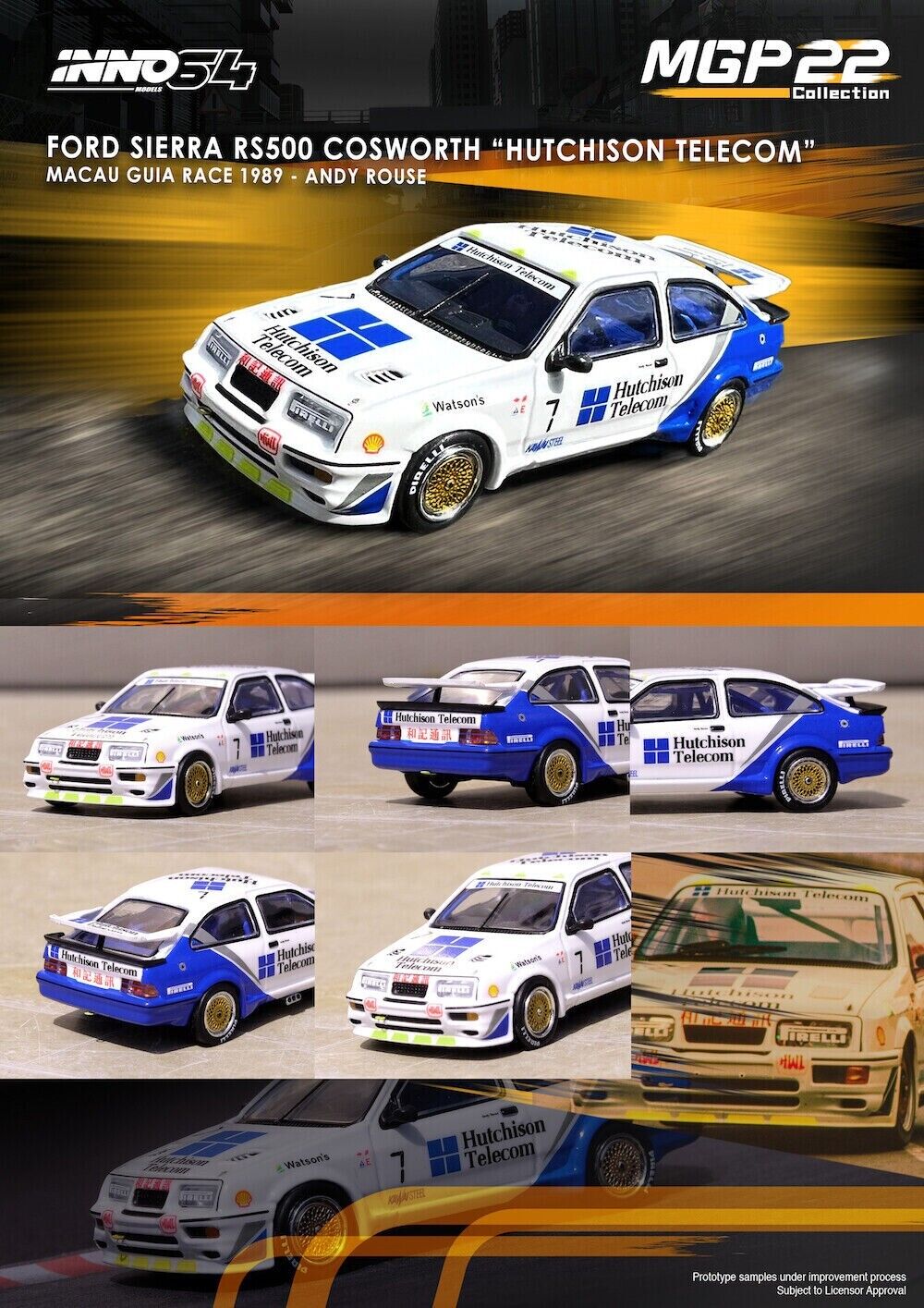 INNO64 1:64 Scale Diecast Model Car FORD SIERRA RS500 Cosworth Macau 1989 MPG22