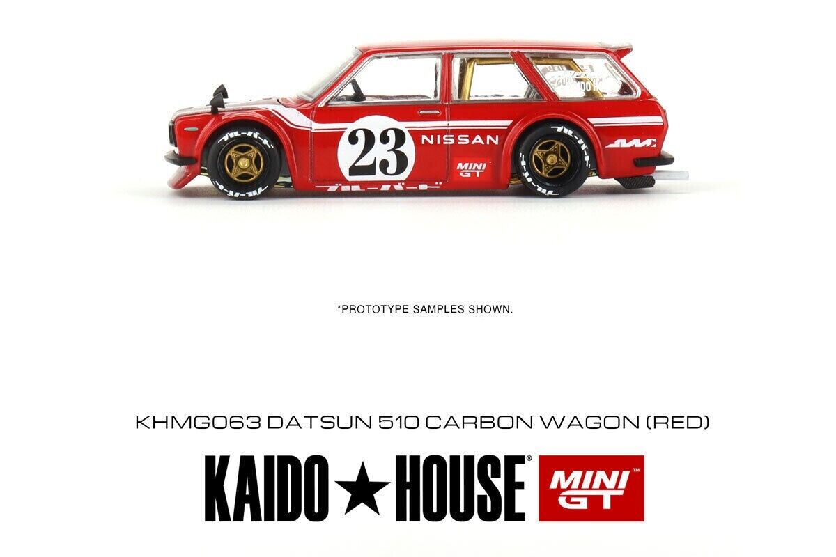 Mini GT 1:64 Scale Kaido House Datsun Kaido 510 Wagon Carbon Fiber V2 - Red - KHMG063