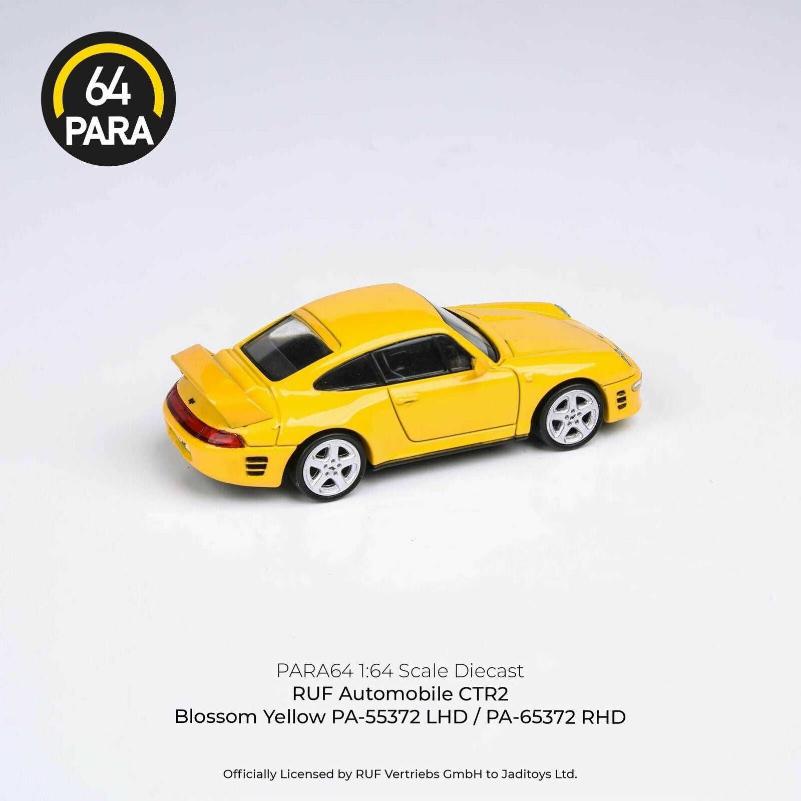 PARA64 1:64 SCALE DIECAST CAR MODEL PORSCHE RUF CTR2 in Blossom Yellow
