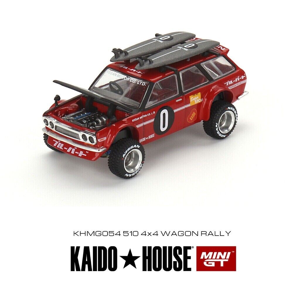 Mini GT 1:64 Datsun KAIDO 510 Wagon 4x4 GT Surf Safari RS V2, Red - KHMG054