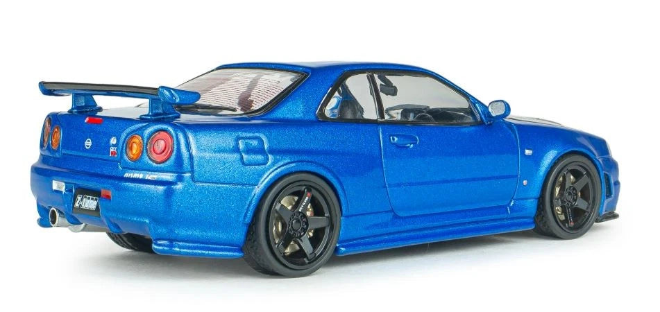 SOLIDO 1:43 Diecast, 2005 Nissan Skyline GT-R (BNR34) with Nismo Parts, Bayside Blue - S4318202