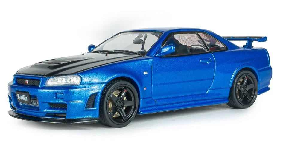 SOLIDO 1:43 Diecast, 2005 Nissan Skyline GT-R (BNR34) with Nismo Parts, Bayside Blue - S4318202
