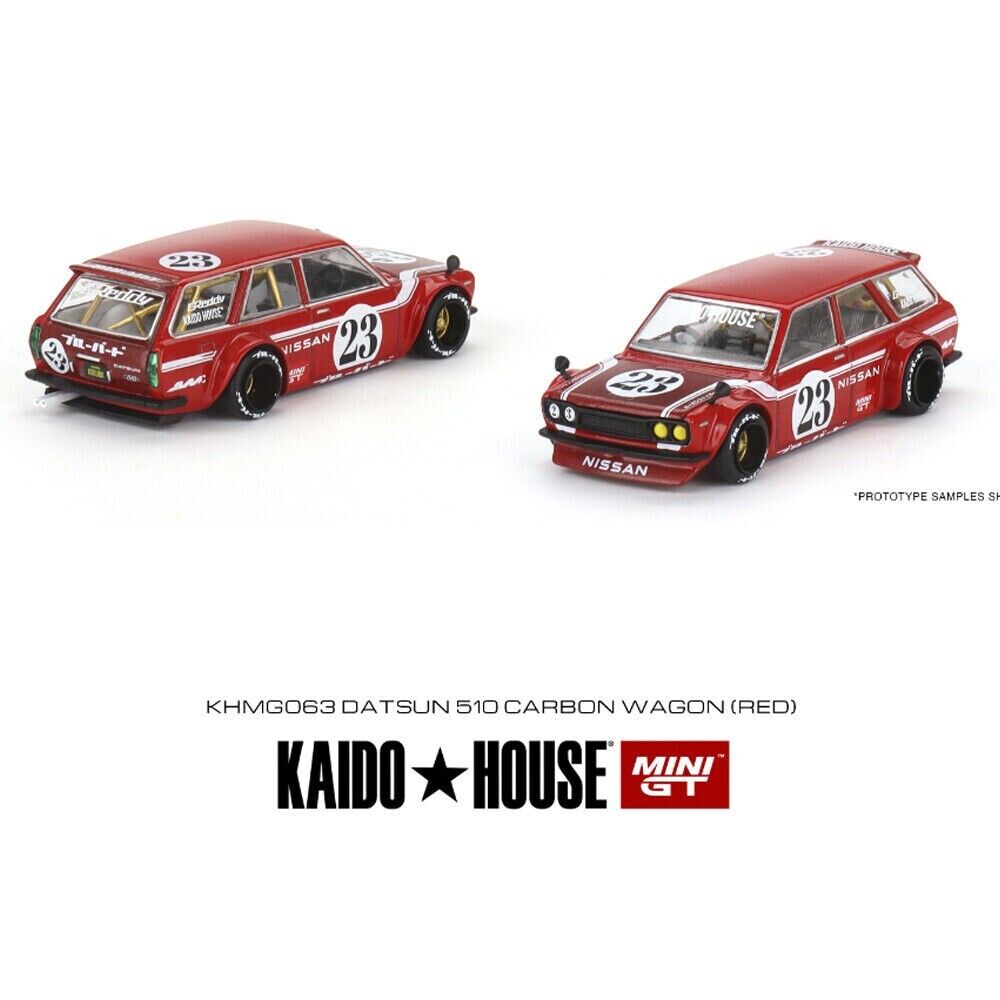 Mini GT 1:64 Scale Kaido House Datsun Kaido 510 Wagon Carbon Fiber V2 - Red - KHMG063