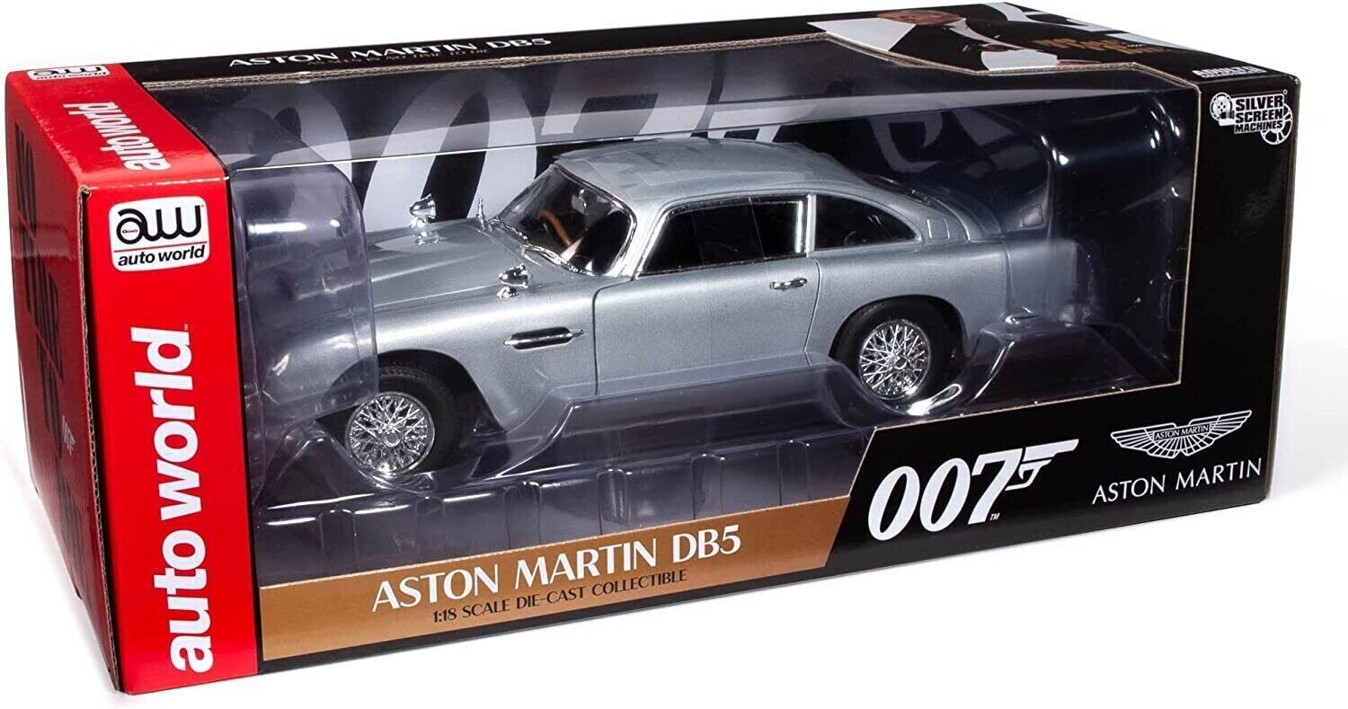 AUTO WORLD 1:18 ASTON MARTIN DB5 model road car Silver birch Bond 007 AWSS131
