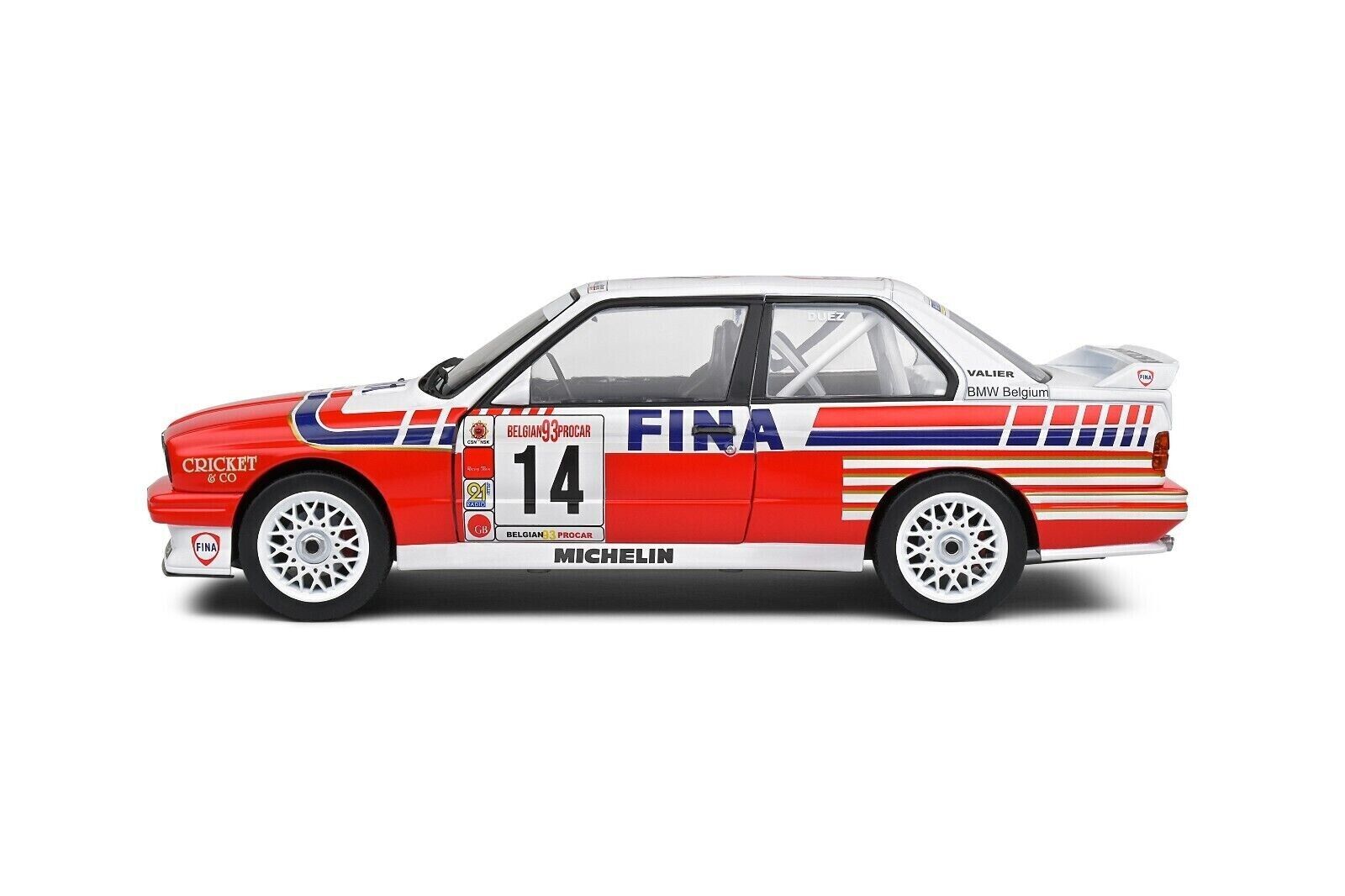 SOLIDO 1:18 Scale Diecast Model, BMW E30 M3 #14 Duez Belgium Procar 1993