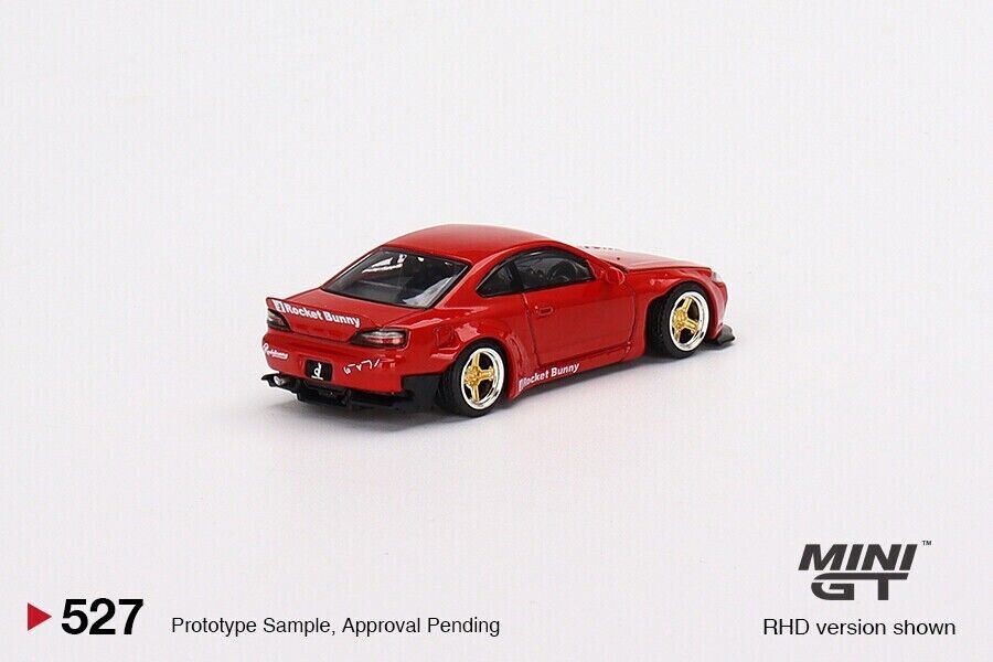 Mini GT 1:64 Die-cast Car #527-R Nissan Silvia (S15) Rocket Bunny Red (RHD)