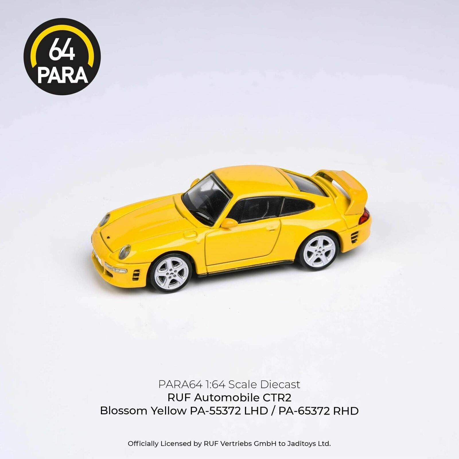 PARA64 1:64 SCALE DIECAST CAR MODEL PORSCHE RUF CTR2 in Blossom Yellow