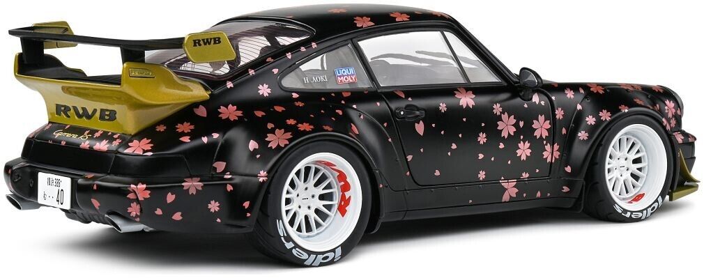 SOLIDO 1:18 Scale Diecast Model, Porsche 911 RWB Bodykit Aoki, Black 2021