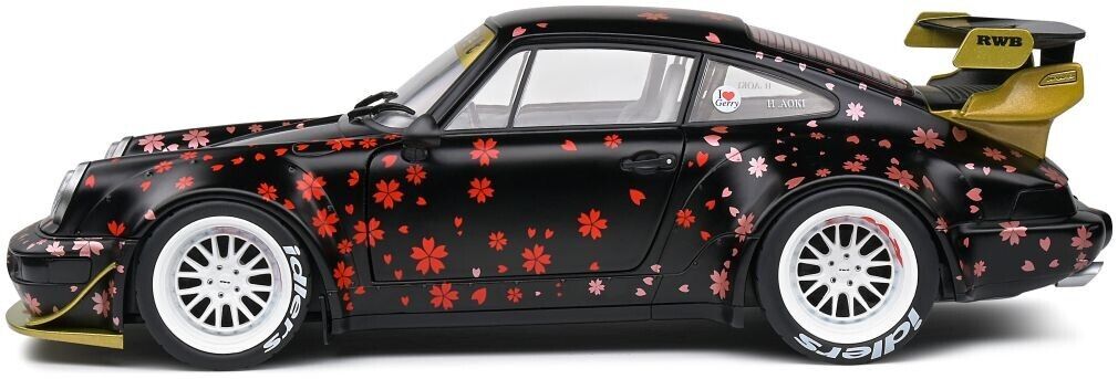 SOLIDO 1:18 Scale Diecast Model, Porsche 911 RWB Bodykit Aoki, Black 2021