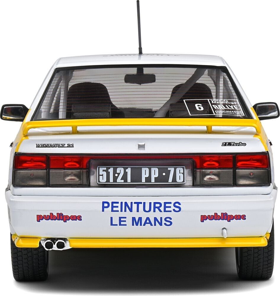 SOLIDO 1:18 Scale Diecast - Renault R21 Turbo GR.A White Rally Charlemagne 1991