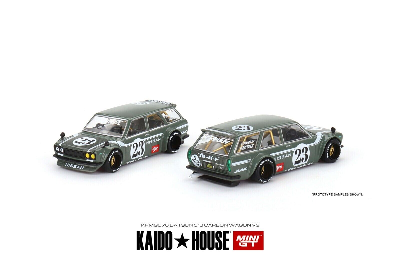 Mini GT x Kaido House Datsun 510 Wagon BLKLTD #4 Bundle Limited #89/250 &  Pins