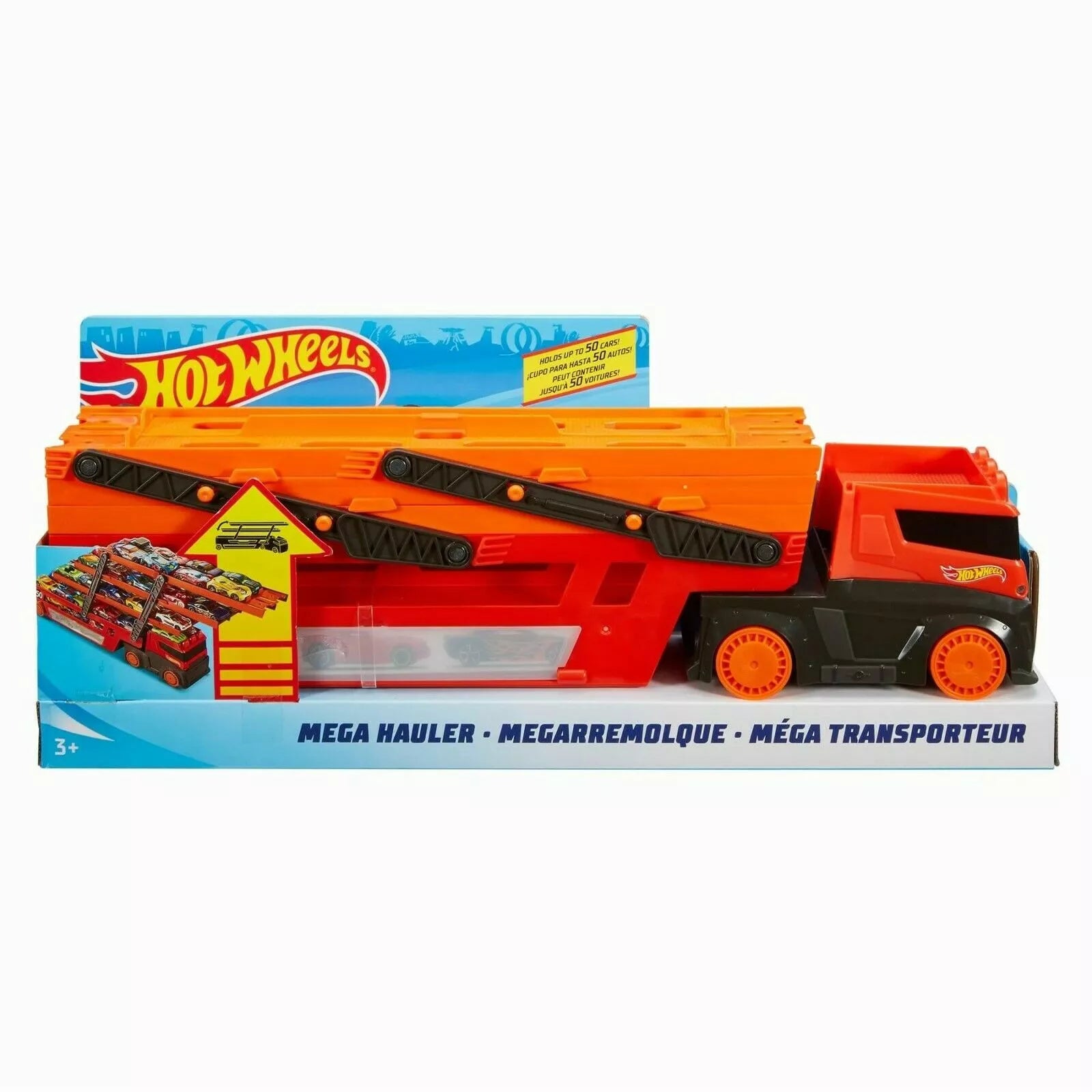 Hot Wheels Mega Hauler Car Transporter, Holds up to 50 Cars - GHR48