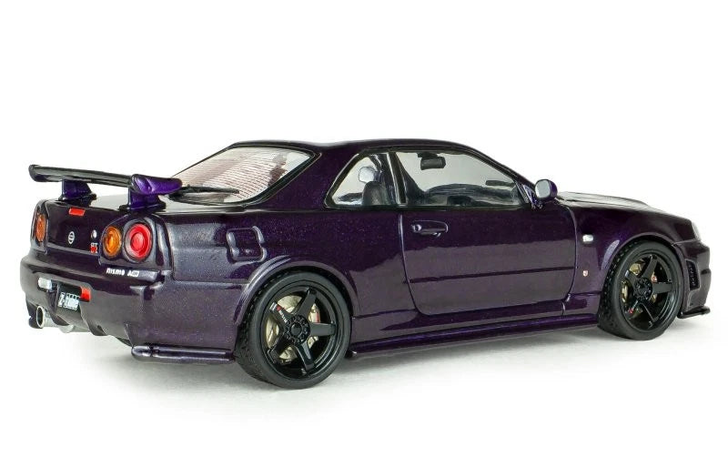 SOLIDO 1:43 Diecast, 2005 Nissan Skyline GT-R (BNR34) with Nismo Parts, Midnight Purple - S4318201